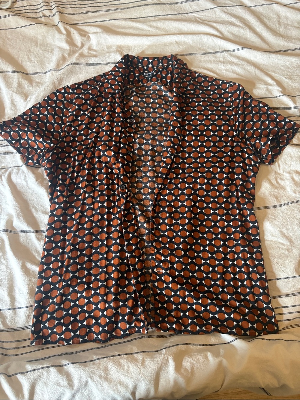 Men's Short Sleeve Geometric Print Shirt - Brown/Black
